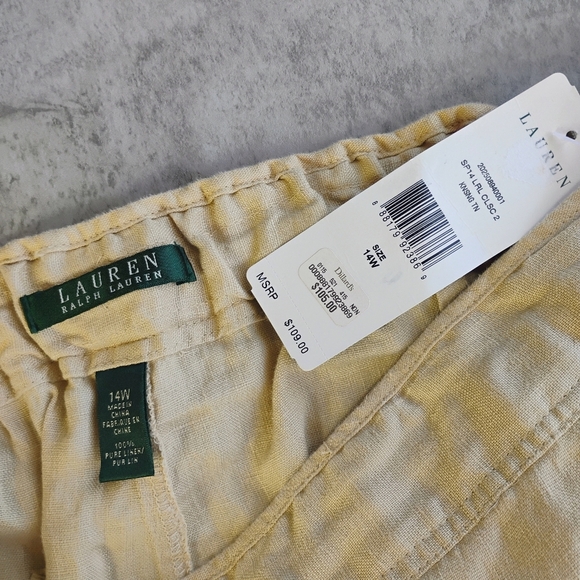 Lauren Ralph Lauren Pure Linen Wide Leg Pants Beige Lagenlook Beachy Size 14W - Picture 7 of 13